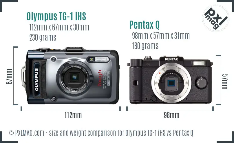 Olympus TG-1 iHS vs Pentax Q size comparison Olympus TG-1 iHS vs Pentax Q size comparison
