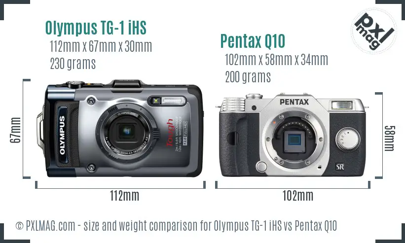 Olympus TG-1 iHS vs Pentax Q10 size comparison
