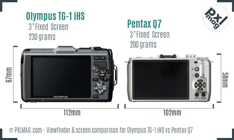 Olympus TG-1 iHS vs Pentax Q7 Screen and Viewfinder comparison