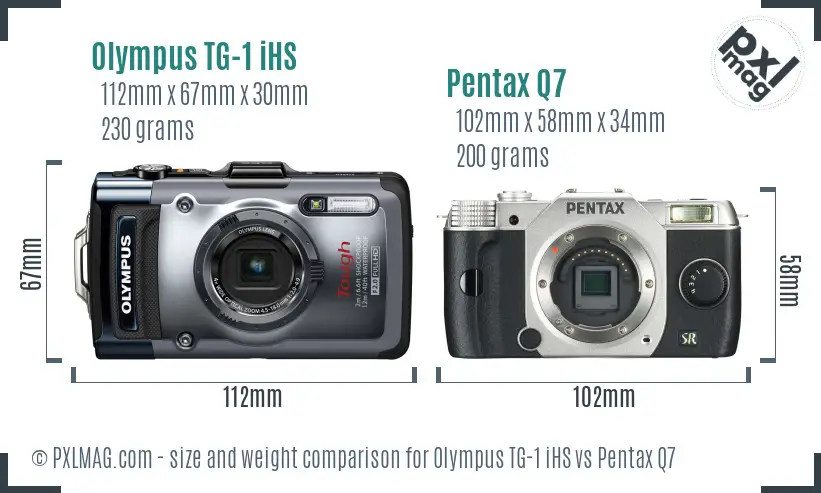 Olympus TG-1 iHS vs Pentax Q7 size comparison
