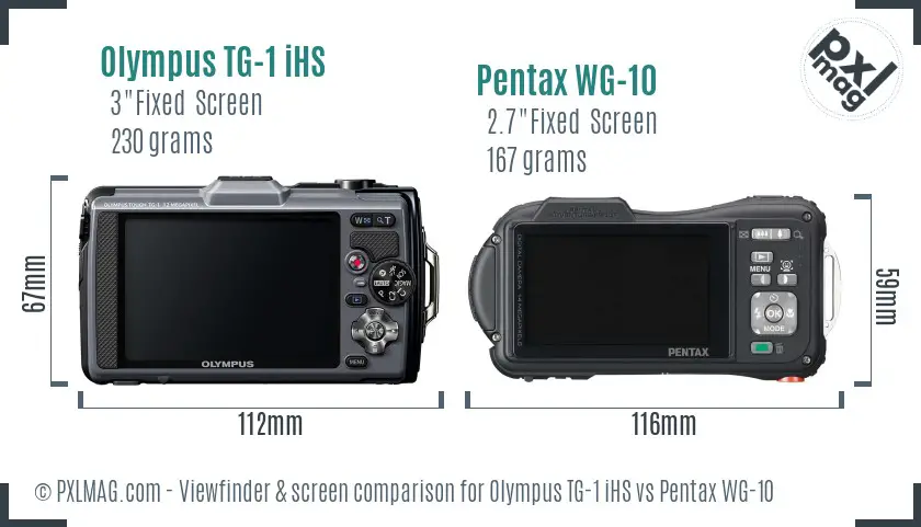 Olympus TG-1 iHS vs Pentax WG-10 Screen and Viewfinder comparison