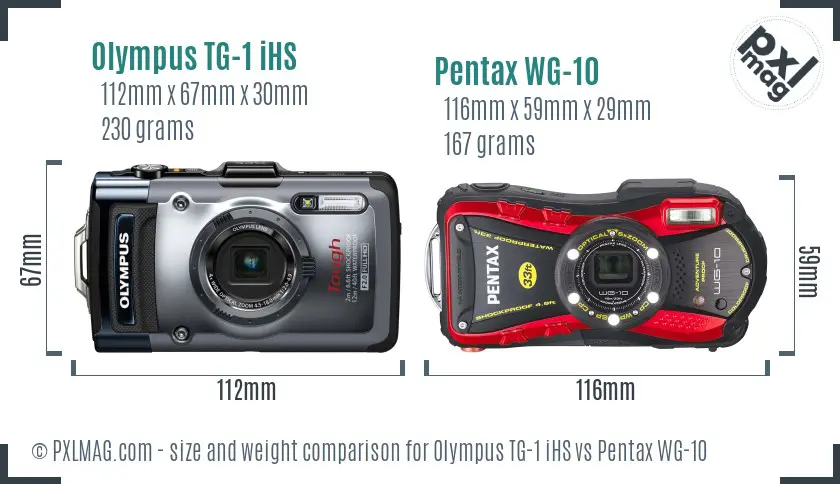 Olympus TG-1 iHS vs Pentax WG-10 size comparison