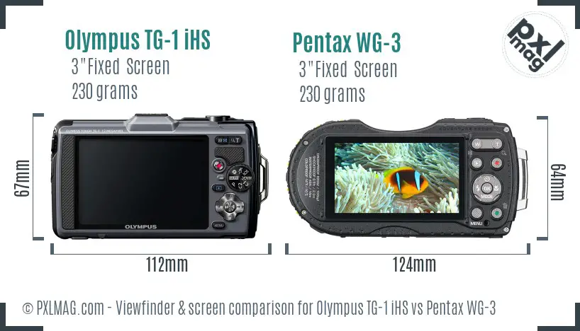 Olympus TG-1 iHS vs Pentax WG-3 Screen and Viewfinder comparison