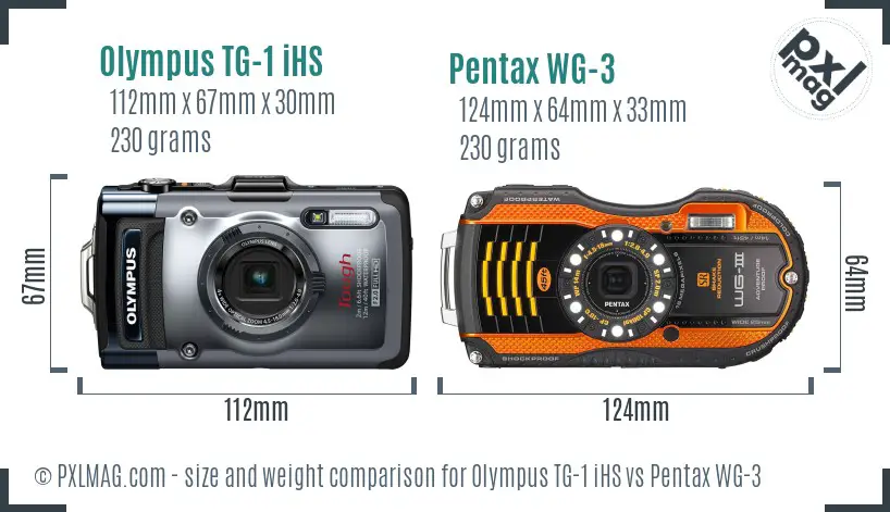 Olympus TG-1 iHS vs Pentax WG-3 size comparison