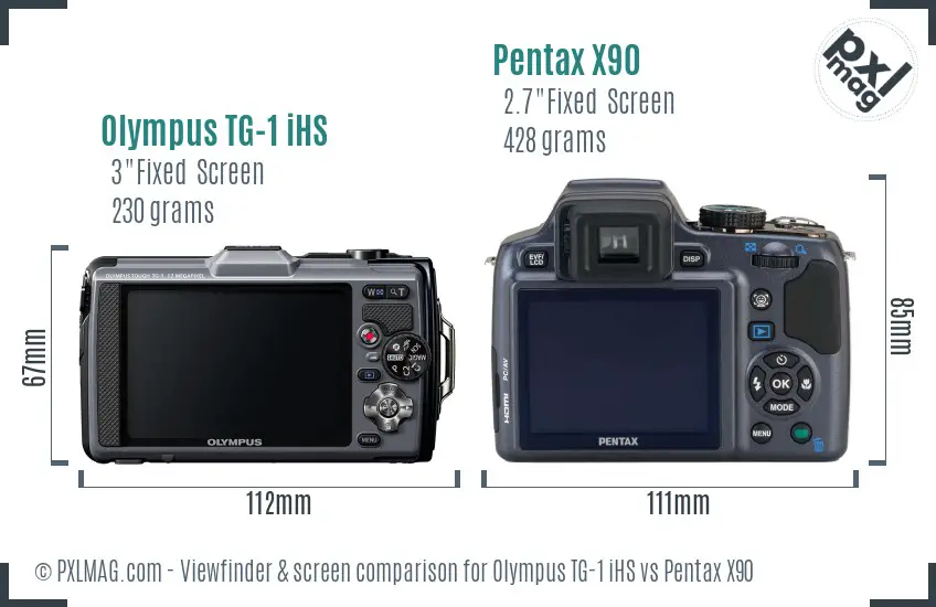 Olympus TG-1 iHS vs Pentax X90 Screen and Viewfinder comparison