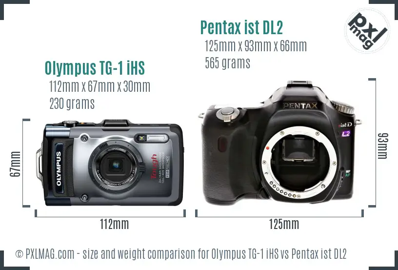 Olympus TG-1 iHS vs Pentax ist DL2 size comparison