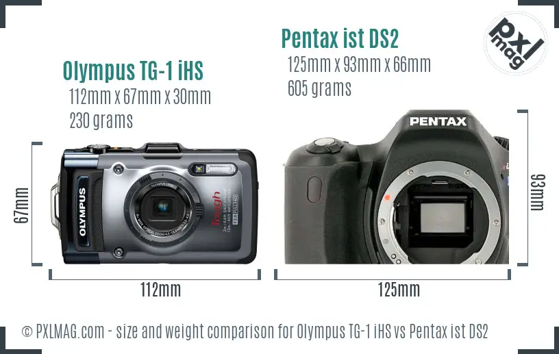 Olympus TG-1 iHS vs Pentax ist DS2 size comparison Olympus TG-1 iHS vs Pentax ist DS2 size comparison