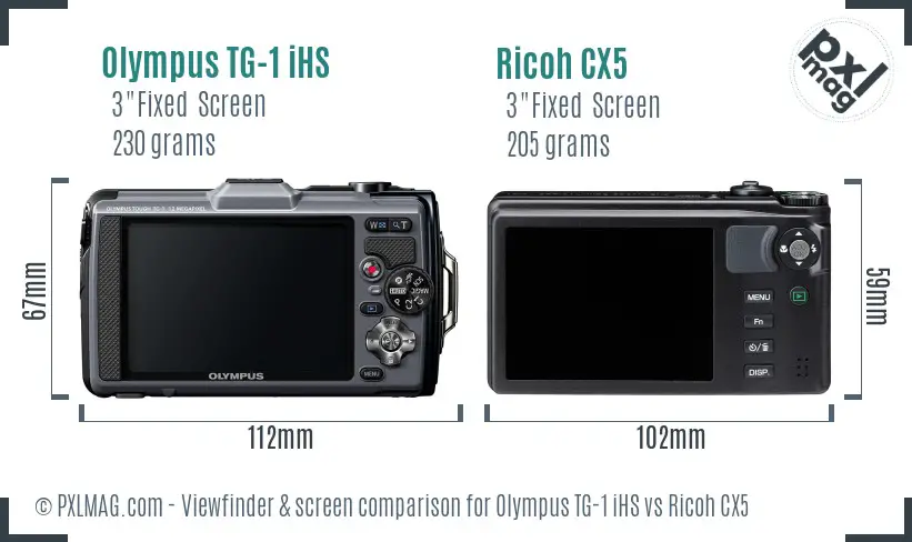 Olympus TG-1 iHS vs Ricoh CX5 Screen and Viewfinder comparison Olympus TG-1 iHS vs Ricoh CX5 Screen and Viewfinder comparison