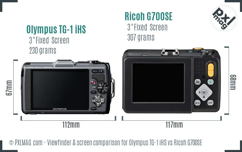 Olympus TG-1 iHS vs Ricoh G700SE Screen and Viewfinder comparison