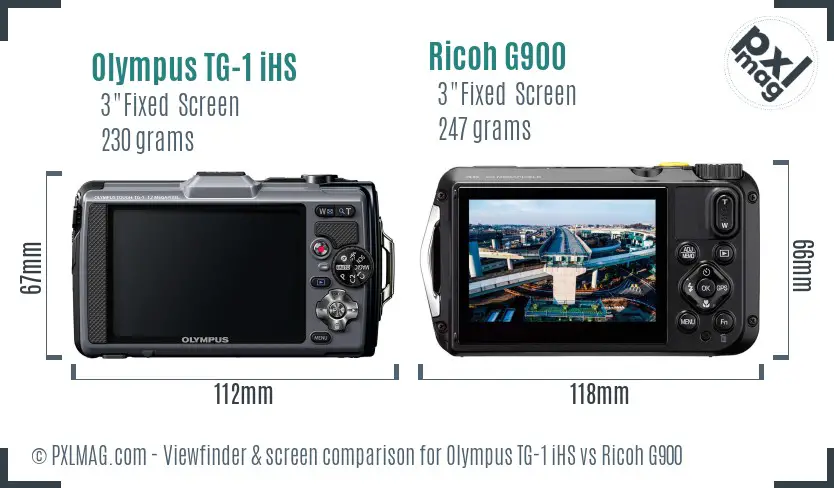 Olympus TG-1 iHS vs Ricoh G900 Screen and Viewfinder comparison