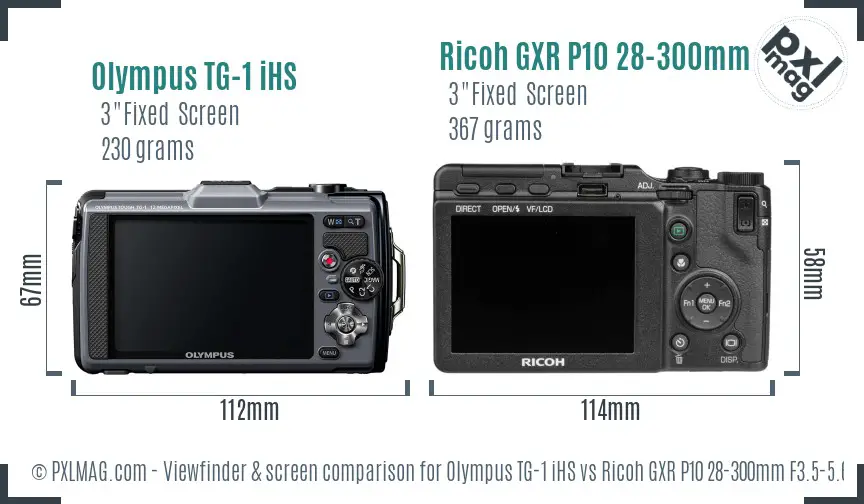 Olympus TG-1 iHS vs Ricoh GXR P10 28-300mm F3.5-5.6 VC Screen and Viewfinder comparison Olympus TG-1 iHS vs Ricoh GXR P10 28-300mm F3.5-5.6 VC Screen and Viewfinder comparison