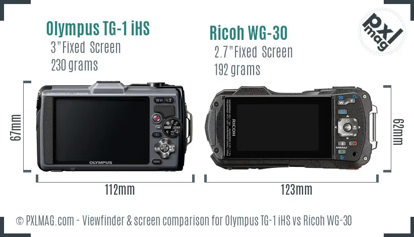 Olympus TG-1 iHS vs Ricoh WG-30 Screen and Viewfinder comparison