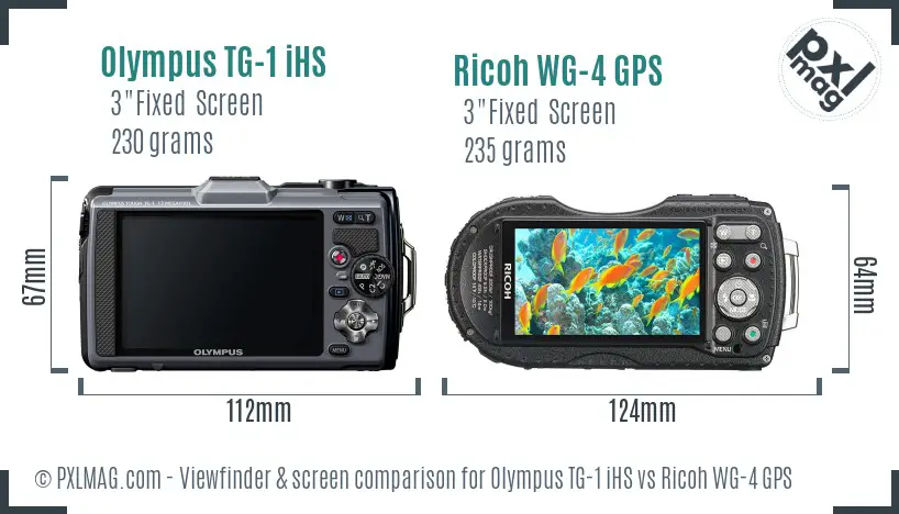 Olympus TG-1 iHS vs Ricoh WG-4 GPS Screen and Viewfinder comparison