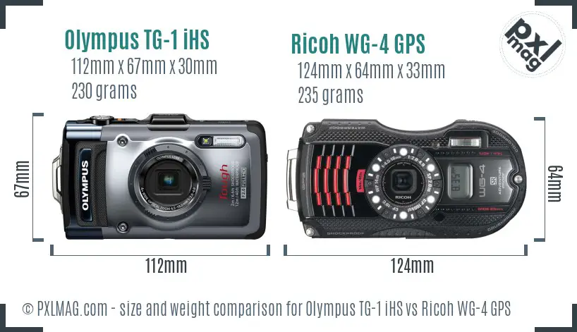 Olympus TG-1 iHS vs Ricoh WG-4 GPS size comparison