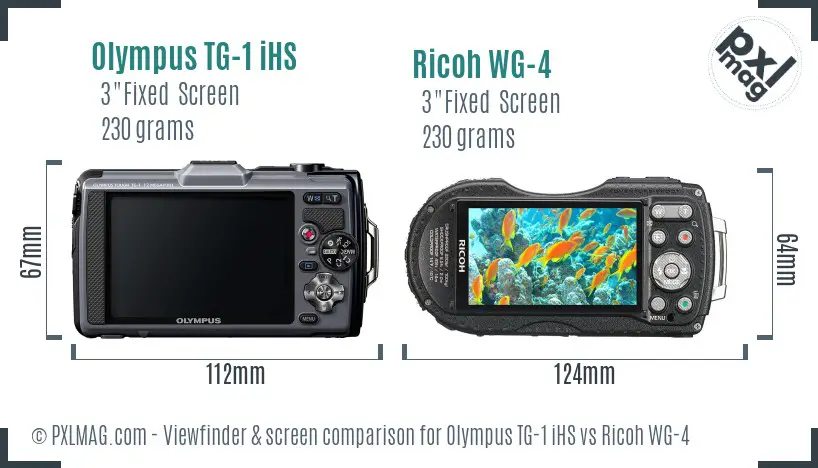 Olympus TG-1 iHS vs Ricoh WG-4 Screen and Viewfinder comparison