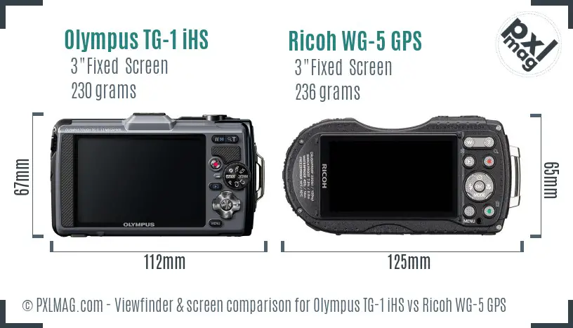 Olympus TG-1 iHS vs Ricoh WG-5 GPS Screen and Viewfinder comparison