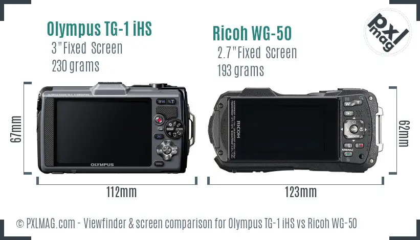 Olympus TG-1 iHS vs Ricoh WG-50 Screen and Viewfinder comparison