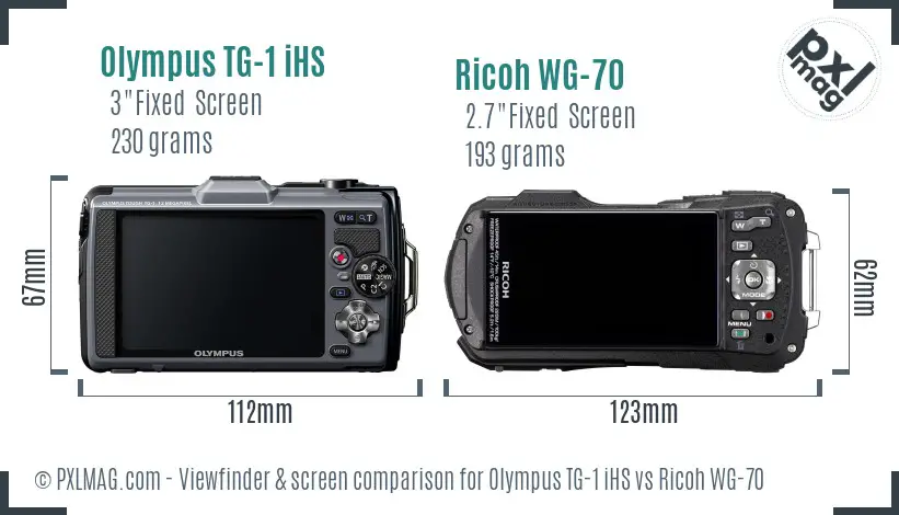 Olympus TG-1 iHS vs Ricoh WG-70 Screen and Viewfinder comparison
