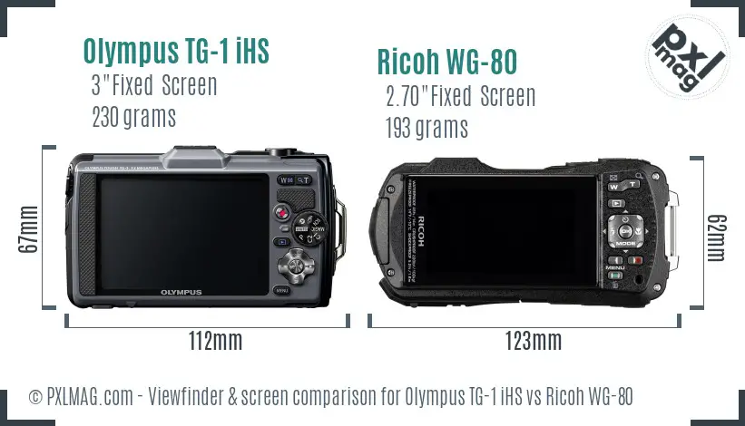 Olympus TG-1 iHS vs Ricoh WG-80 Screen and Viewfinder comparison