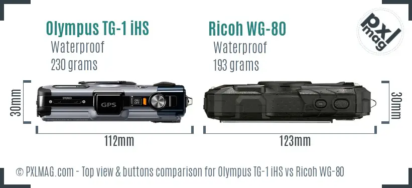 Olympus TG-1 iHS vs Ricoh WG-80 top view buttons comparison