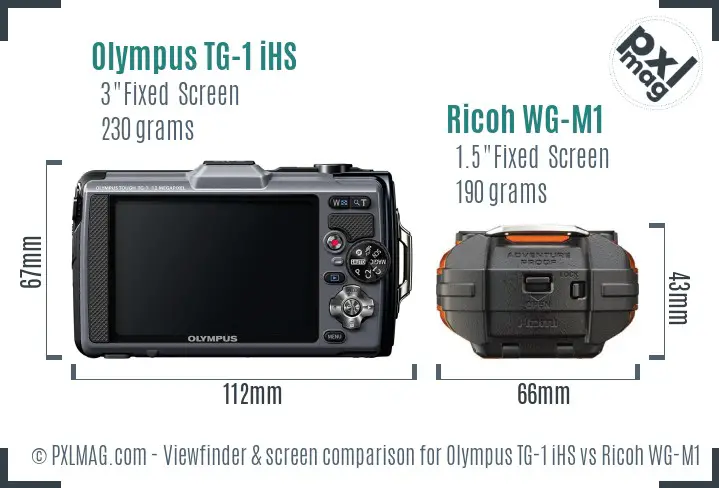 Olympus TG-1 iHS vs Ricoh WG-M1 Screen and Viewfinder comparison