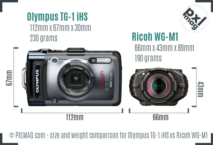 Olympus TG-1 iHS vs Ricoh WG-M1 size comparison
