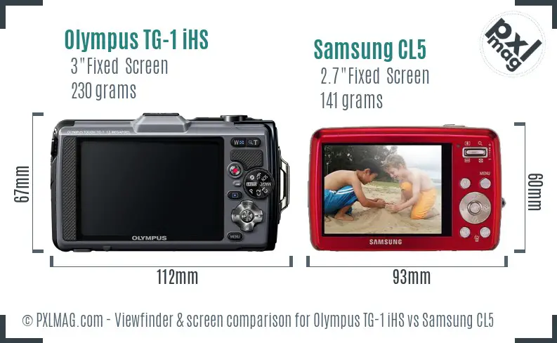 Olympus TG-1 iHS vs Samsung CL5 Screen and Viewfinder comparison
