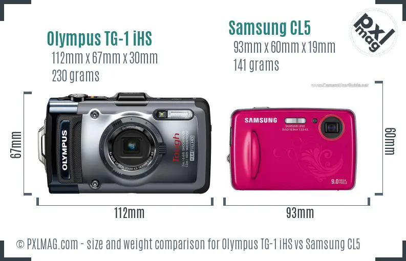 Olympus TG-1 iHS vs Samsung CL5 size comparison Olympus TG-1 iHS vs Samsung CL5 size comparison