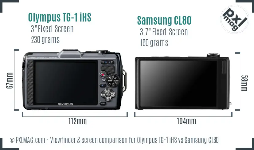 Olympus TG-1 iHS vs Samsung CL80 Screen and Viewfinder comparison