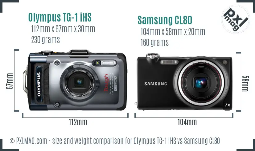 Olympus TG-1 iHS vs Samsung CL80 size comparison