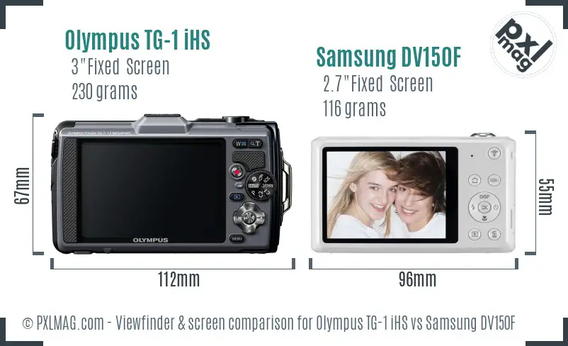 Olympus TG-1 iHS vs Samsung DV150F Screen and Viewfinder comparison