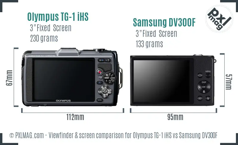 Olympus TG-1 iHS vs Samsung DV300F Screen and Viewfinder comparison