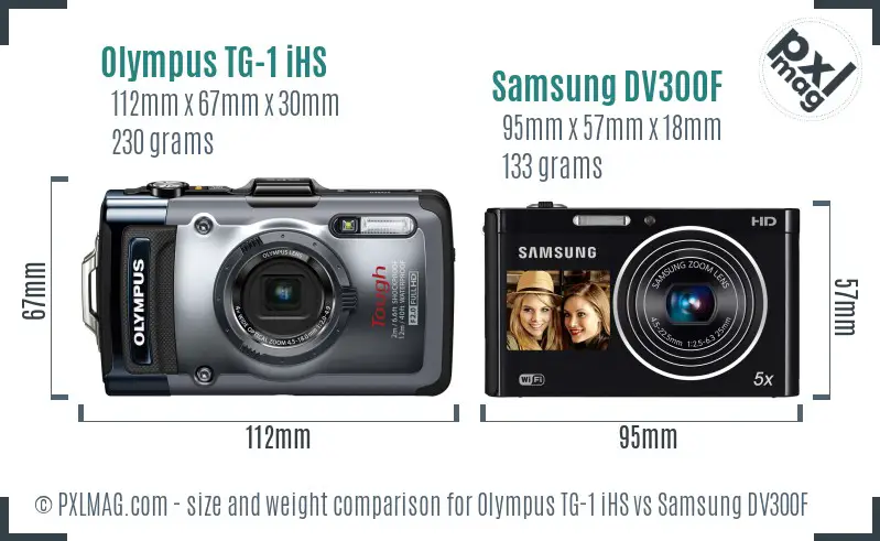 Olympus TG-1 iHS vs Samsung DV300F size comparison