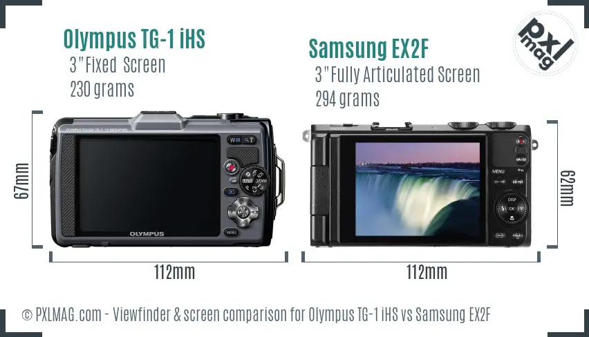 Olympus TG-1 iHS vs Samsung EX2F Screen and Viewfinder comparison Olympus TG-1 iHS vs Samsung EX2F Screen and Viewfinder comparison