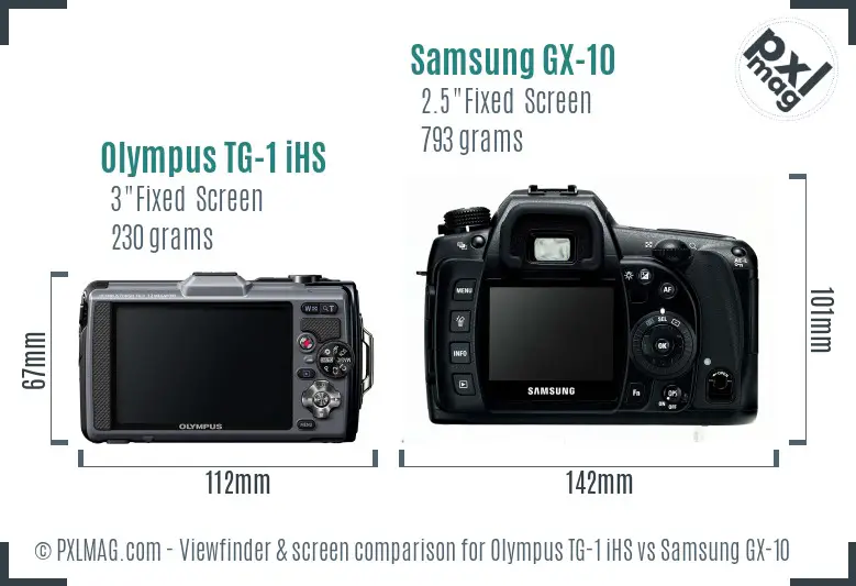 Olympus TG-1 iHS vs Samsung GX-10 Screen and Viewfinder comparison