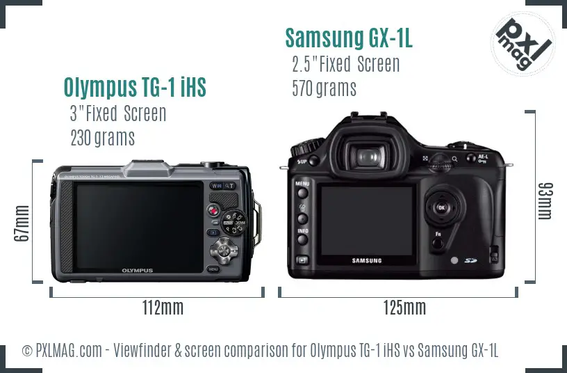 Olympus TG-1 iHS vs Samsung GX-1L Screen and Viewfinder comparison