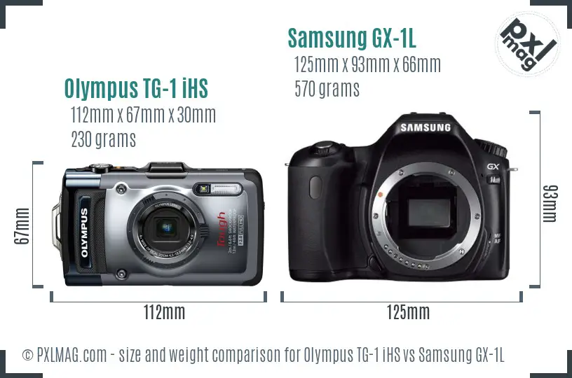 Olympus TG-1 iHS vs Samsung GX-1L size comparison