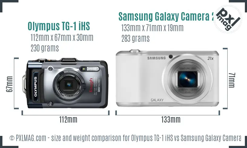 Olympus TG-1 iHS vs Samsung Galaxy Camera 2 size comparison