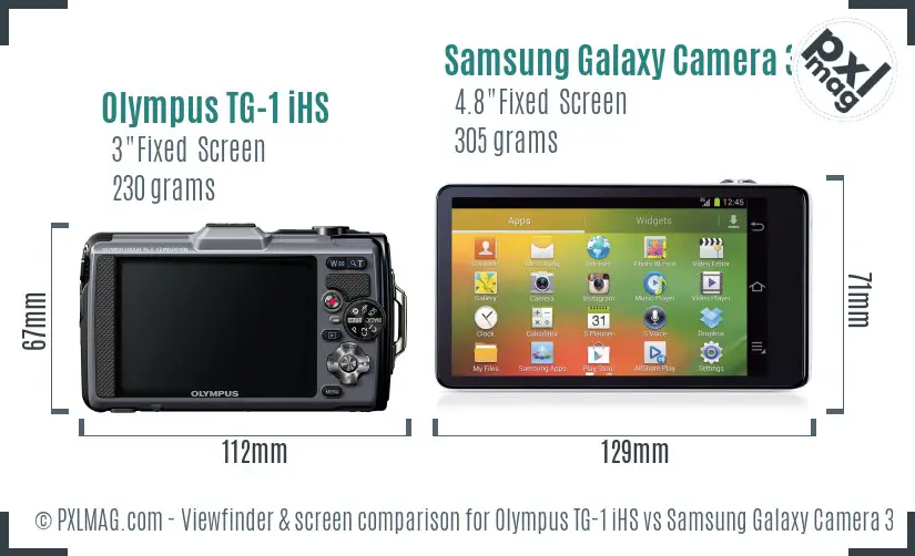 Olympus TG-1 iHS vs Samsung Galaxy Camera 3G Screen and Viewfinder comparison