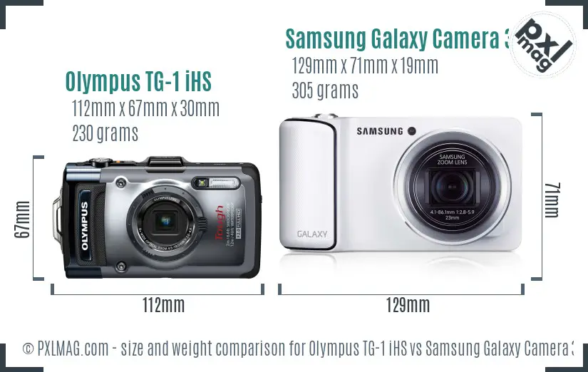 Olympus TG-1 iHS vs Samsung Galaxy Camera 3G size comparison