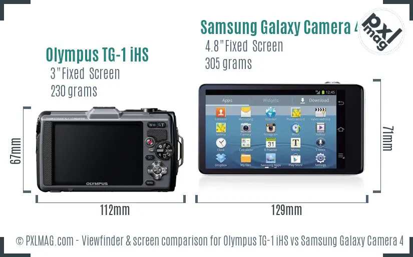 Olympus TG-1 iHS vs Samsung Galaxy Camera 4G Screen and Viewfinder comparison