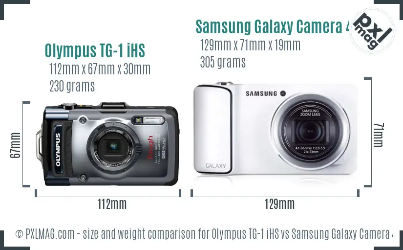 Olympus TG-1 iHS vs Samsung Galaxy Camera 4G size comparison