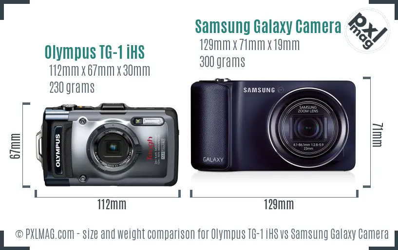 Olympus TG-1 iHS vs Samsung Galaxy Camera size comparison Olympus TG-1 iHS vs Samsung Galaxy Camera size comparison
