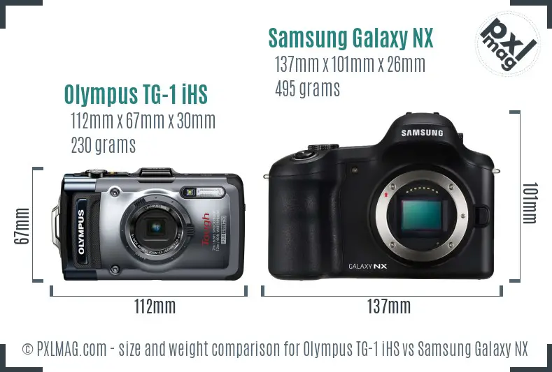 Olympus TG-1 iHS vs Samsung Galaxy NX size comparison