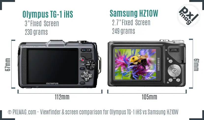 Olympus TG-1 iHS vs Samsung HZ10W Screen and Viewfinder comparison