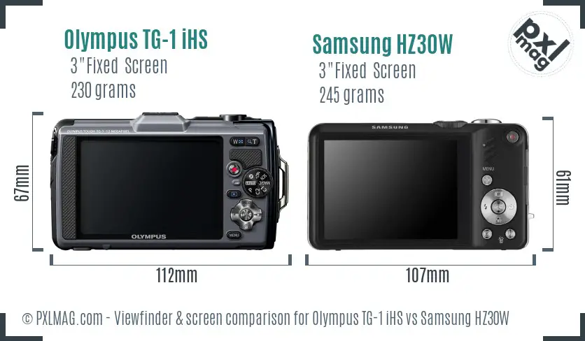 Olympus TG-1 iHS vs Samsung HZ30W Screen and Viewfinder comparison