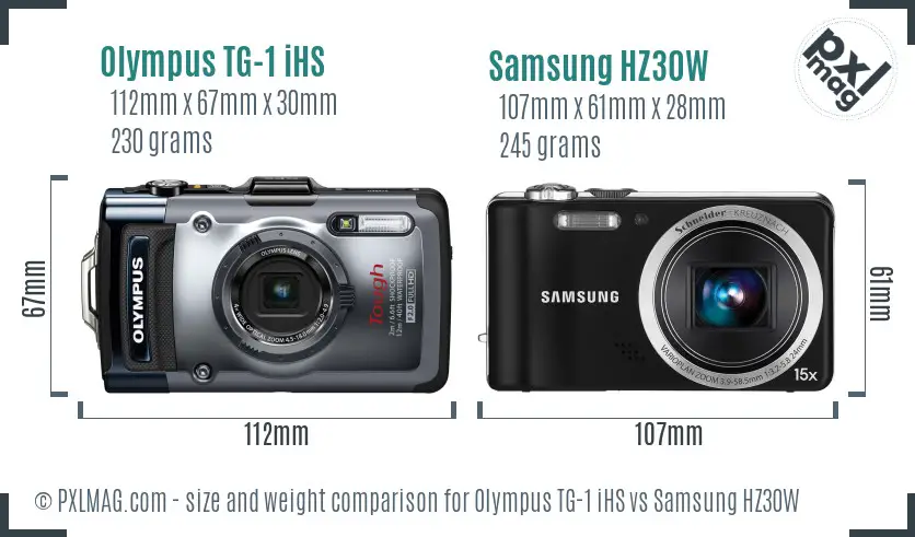 Olympus TG-1 iHS vs Samsung HZ30W size comparison