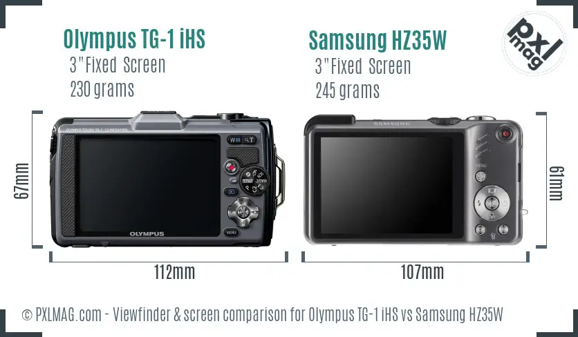 Olympus TG-1 iHS vs Samsung HZ35W Screen and Viewfinder comparison