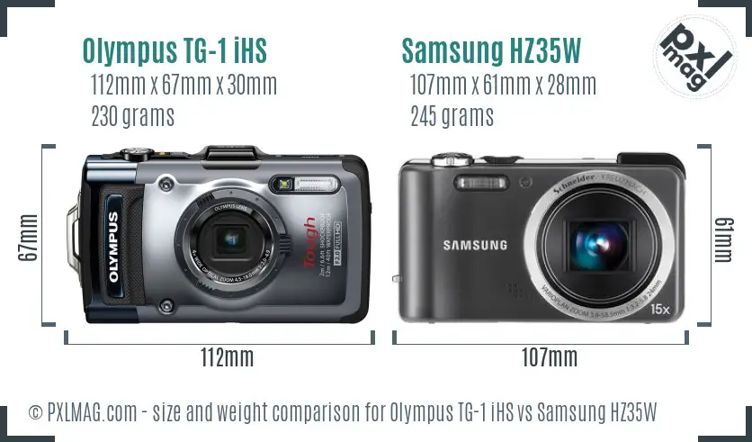 Olympus TG-1 iHS vs Samsung HZ35W size comparison