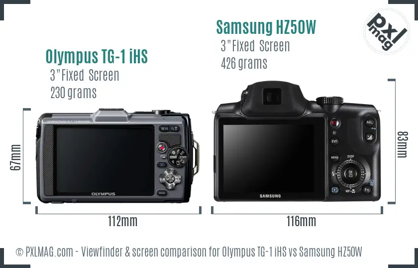 Olympus TG-1 iHS vs Samsung HZ50W Screen and Viewfinder comparison